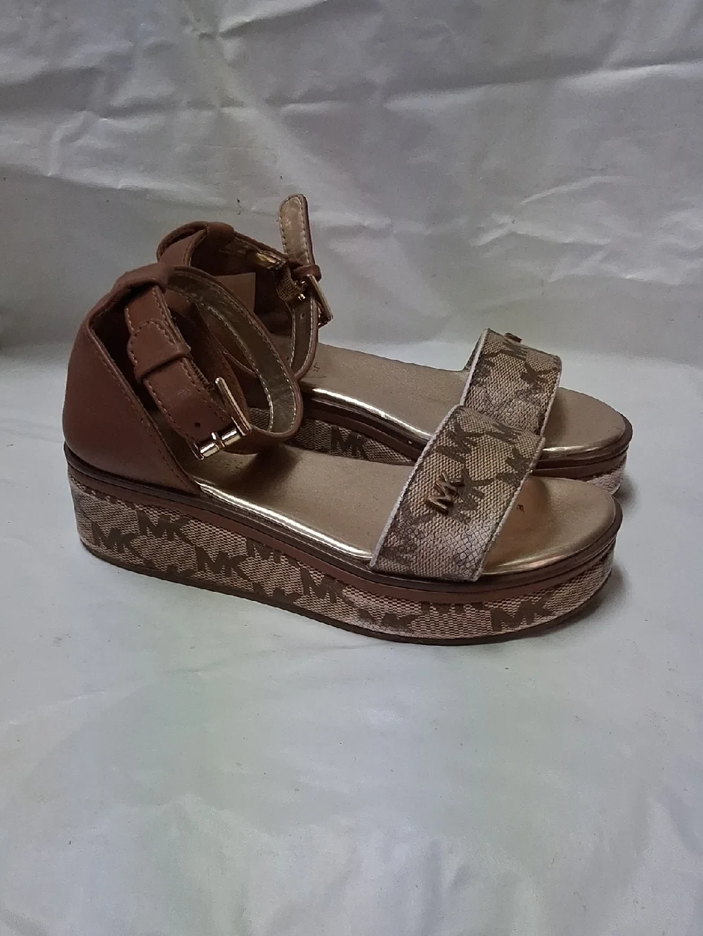 Michael Kors Brown/Tan Platform Ankle-Strap Sandals Size 12 Toddler Girl